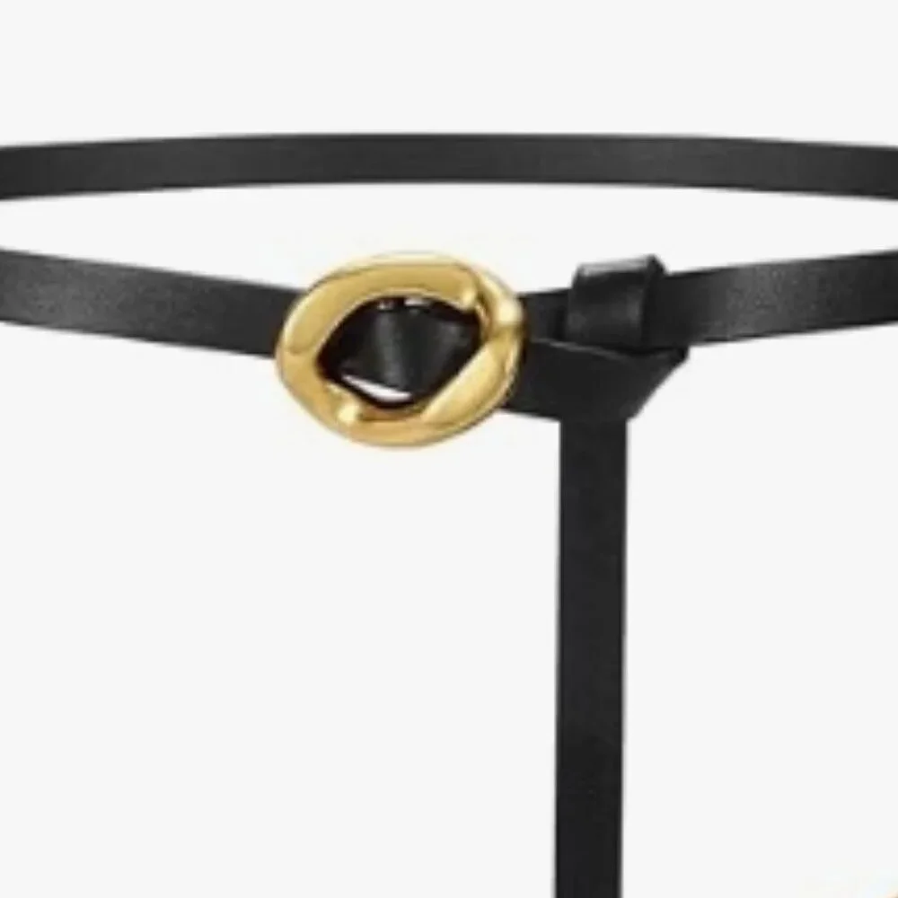 Long Skinny Faux Leather Adujstable Belt | Black | NWOT